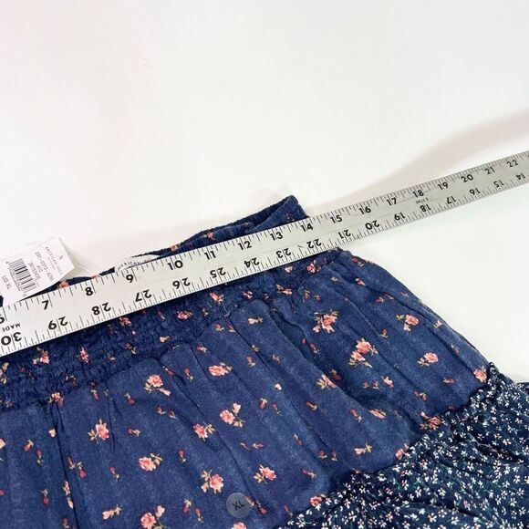 American Eagle Skirt Womens XL Blue Floral Print Tiered Mini Skirt NWT Boho - Picture 2 of 9